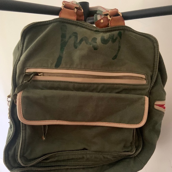 Vintage Juicy Couture Canvas + Leather Backpack Tote Bag - Picture 2 of 16